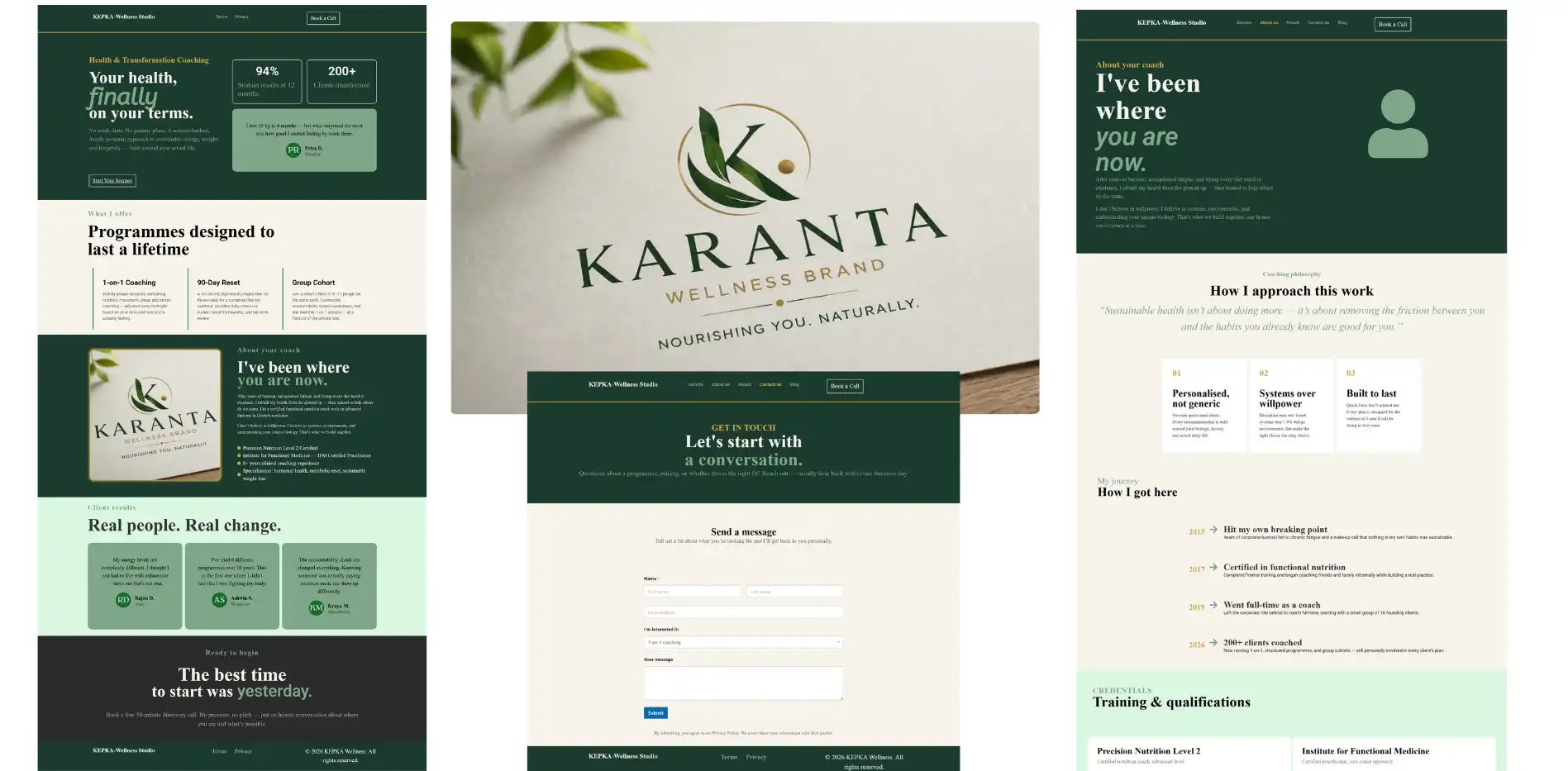 KARANTA Wellness Studio - Main Website View